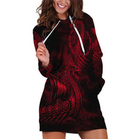 Viking Dragon Longship Helm of Awe Hoodie Dress Nordic Mythology Tribal Engraving Style