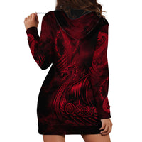 Viking Dragon Longship Helm of Awe Hoodie Dress Nordic Mythology Tribal Engraving Style