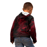 Viking Dragon Longship Helm of Awe Kid Hoodie Nordic Mythology Tribal Engraving Style