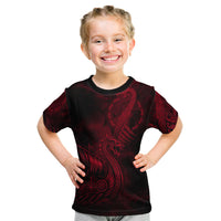 Viking Dragon Longship Helm of Awe Kid T Shirt Nordic Mythology Tribal Engraving Style