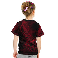 Viking Dragon Longship Helm of Awe Kid T Shirt Nordic Mythology Tribal Engraving Style