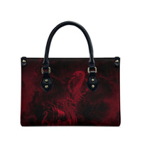 Viking Dragon Longship Helm of Awe Leather Bag Nordic Mythology Tribal Engraving Style