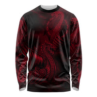 Viking Dragon Longship Helm of Awe Long Sleeve Shirt Nordic Mythology Tribal Engraving Style