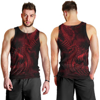 Viking Dragon Longship Helm of Awe Men Tank Top Nordic Mythology Tribal Engraving Style