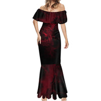 Viking Dragon Longship Helm of Awe Mermaid Dress Nordic Mythology Tribal Engraving Style