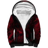 Viking Dragon Longship Helm of Awe Sherpa Hoodie Nordic Mythology Tribal Engraving Style
