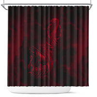 Viking Dragon Longship Helm of Awe Shower Curtain Nordic Mythology Tribal Engraving Style