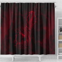 Viking Dragon Longship Helm of Awe Shower Curtain Nordic Mythology Tribal Engraving Style
