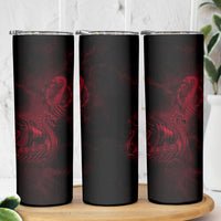 Viking Dragon Longship Helm of Awe Skinny Tumbler Nordic Mythology Tribal Engraving Style