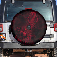Viking Dragon Longship Helm of Awe Spare Tire Cover Nordic Mythology Tribal Engraving Style