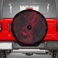 Viking Dragon Longship Helm of Awe Spare Tire Cover Nordic Mythology Tribal Engraving Style