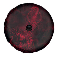 Viking Dragon Longship Helm of Awe Spare Tire Cover Nordic Mythology Tribal Engraving Style