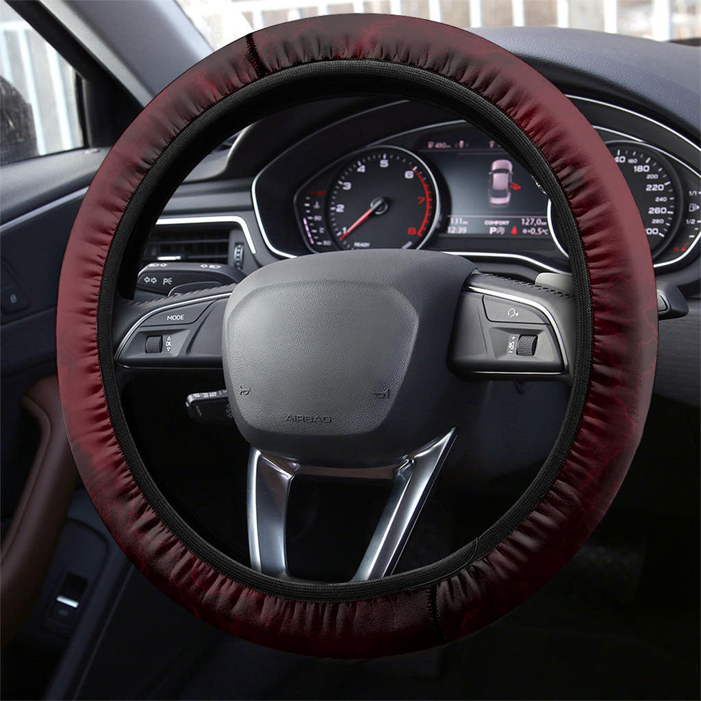 Viking Dragon Longship Helm of Awe Steering Wheel Cover Nordic Mythology Tribal Engraving Style