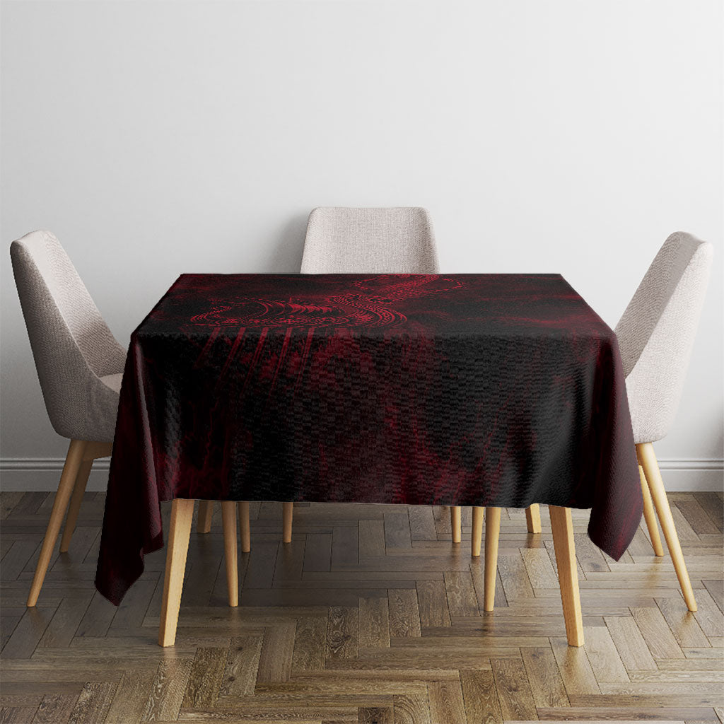 Viking Dragon Longship Helm of Awe Tablecloth Nordic Mythology Tribal Engraving Style