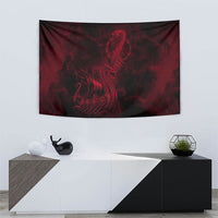 Viking Dragon Longship Helm of Awe Tapestry Nordic Mythology Tribal Engraving Style