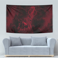 Viking Dragon Longship Helm of Awe Tapestry Nordic Mythology Tribal Engraving Style