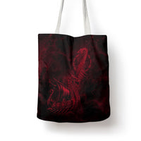 Viking Dragon Longship Helm of Awe Tote Bag Nordic Mythology Tribal Engraving Style