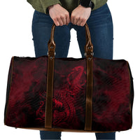 Viking Dragon Longship Helm of Awe Travel Bag Nordic Mythology Tribal Engraving Style