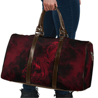 Viking Dragon Longship Helm of Awe Travel Bag Nordic Mythology Tribal Engraving Style