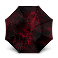 Viking Dragon Longship Helm of Awe Umbrella Nordic Mythology Tribal Engraving Style