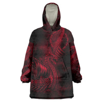 Viking Dragon Longship Helm of Awe Wearable Blanket Hoodie Nordic Mythology Tribal Engraving Style