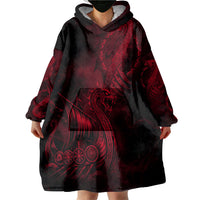 Viking Dragon Longship Helm of Awe Wearable Blanket Hoodie Nordic Mythology Tribal Engraving Style