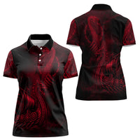 Viking Dragon Longship Helm of Awe Women Polo Shirt Nordic Mythology Tribal Engraving Style