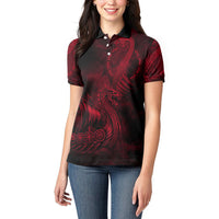 Viking Dragon Longship Helm of Awe Women Polo Shirt Nordic Mythology Tribal Engraving Style