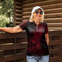 Viking Dragon Longship Helm of Awe Women Polo Shirt Nordic Mythology Tribal Engraving Style