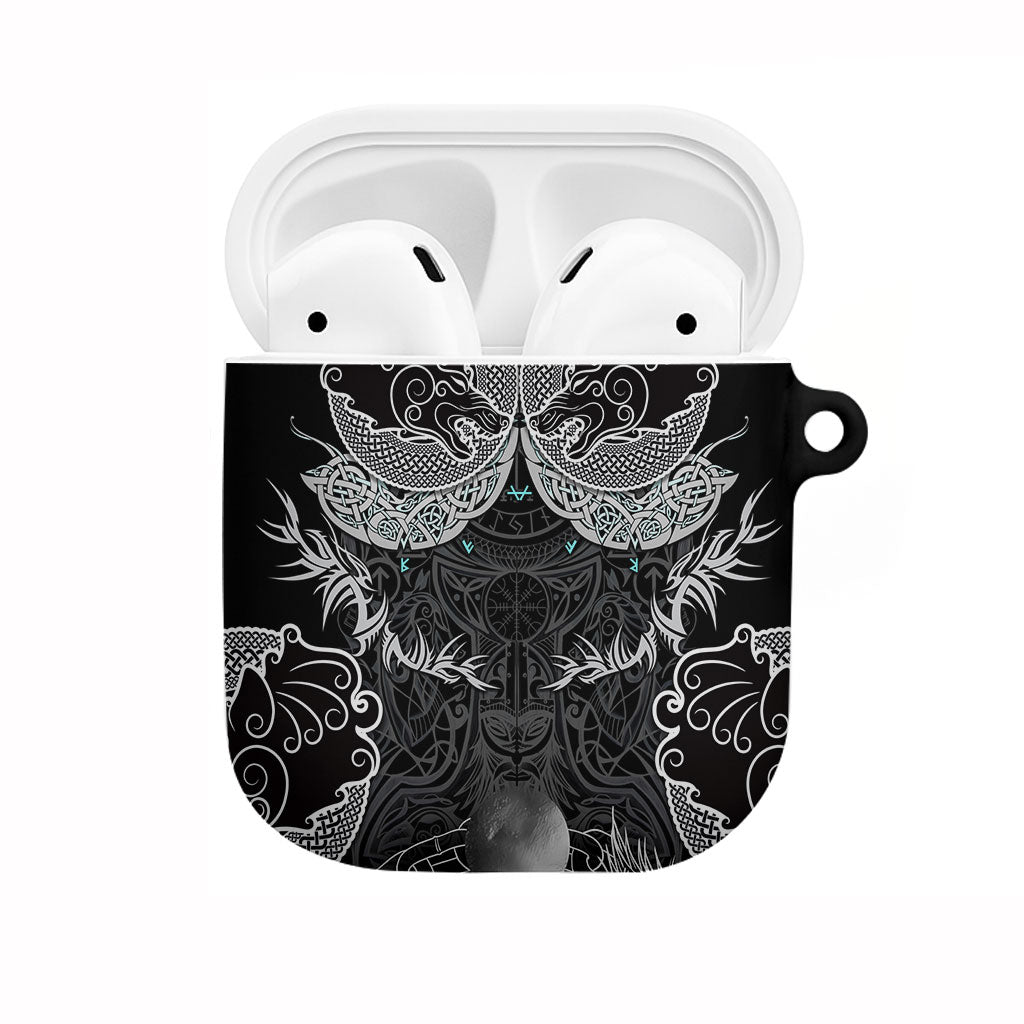 Viking Odin Ravens Wolves Vegvisir AirPods Case Nordic Knotwork Mythology Engraving Style