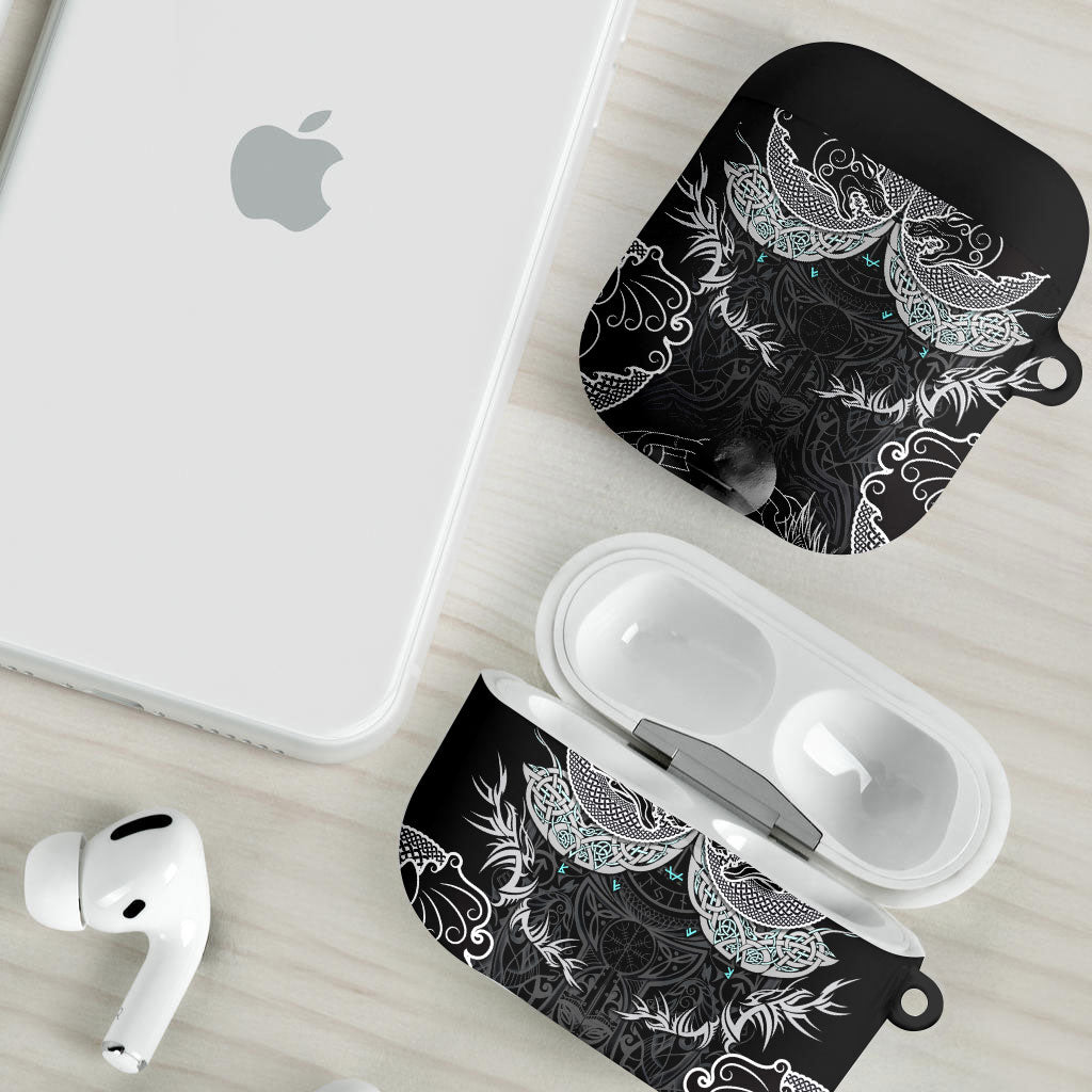 Viking Odin Ravens Wolves Vegvisir AirPods Case Nordic Knotwork Mythology Engraving Style