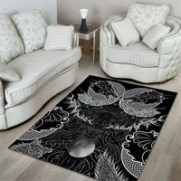 Viking Odin Ravens Wolves Vegvisir Area Rug Nordic Knotwork Mythology Engraving Style