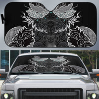 Viking Odin Ravens Wolves Vegvisir Auto Sun Shade Nordic Knotwork Mythology Engraving Style