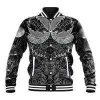 Viking Odin Ravens Wolves Vegvisir Baseball Jacket Nordic Knotwork Mythology Engraving Style