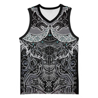 Viking Odin Ravens Wolves Vegvisir Basketball Jersey Nordic Knotwork Mythology Engraving Style