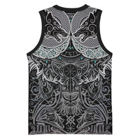 Viking Odin Ravens Wolves Vegvisir Basketball Jersey Nordic Knotwork Mythology Engraving Style