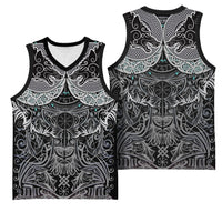 Viking Odin Ravens Wolves Vegvisir Basketball Jersey Nordic Knotwork Mythology Engraving Style