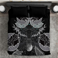 Viking Odin Ravens Wolves Vegvisir Bedding Set Nordic Knotwork Mythology Engraving Style