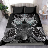 Viking Odin Ravens Wolves Vegvisir Bedding Set Nordic Knotwork Mythology Engraving Style