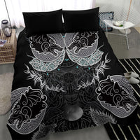 Viking Odin Ravens Wolves Vegvisir Bedding Set Nordic Knotwork Mythology Engraving Style