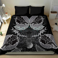 Viking Odin Ravens Wolves Vegvisir Bedding Set Nordic Knotwork Mythology Engraving Style