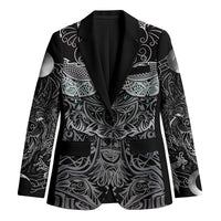 Viking Odin Ravens Wolves Vegvisir Blazer Nordic Knotwork Mythology Engraving Style