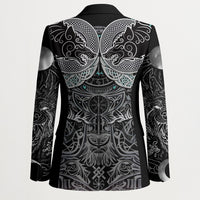 Viking Odin Ravens Wolves Vegvisir Blazer Nordic Knotwork Mythology Engraving Style