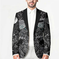 Viking Odin Ravens Wolves Vegvisir Blazer Nordic Knotwork Mythology Engraving Style
