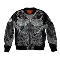 Viking Odin Ravens Wolves Vegvisir Bomber Jacket Nordic Knotwork Mythology Engraving Style