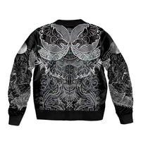 Viking Odin Ravens Wolves Vegvisir Bomber Jacket Nordic Knotwork Mythology Engraving Style
