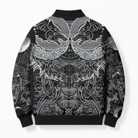 Viking Odin Ravens Wolves Vegvisir Bomber Puffer Jacket Nordic Knotwork Mythology Engraving Style