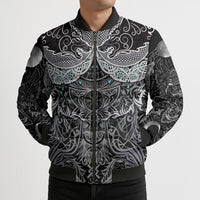 Viking Odin Ravens Wolves Vegvisir Bomber Puffer Jacket Nordic Knotwork Mythology Engraving Style