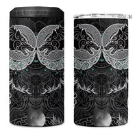 Viking Odin Ravens Wolves Vegvisir 4 in 1 Can Cooler Tumbler Nordic Knotwork Mythology Engraving Style