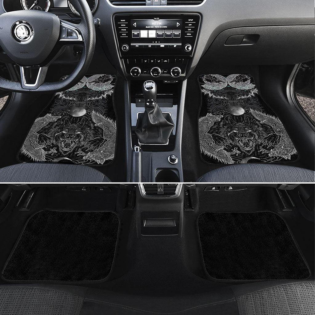 Viking Odin Ravens Wolves Vegvisir Car Mats Nordic Knotwork Mythology Engraving Style